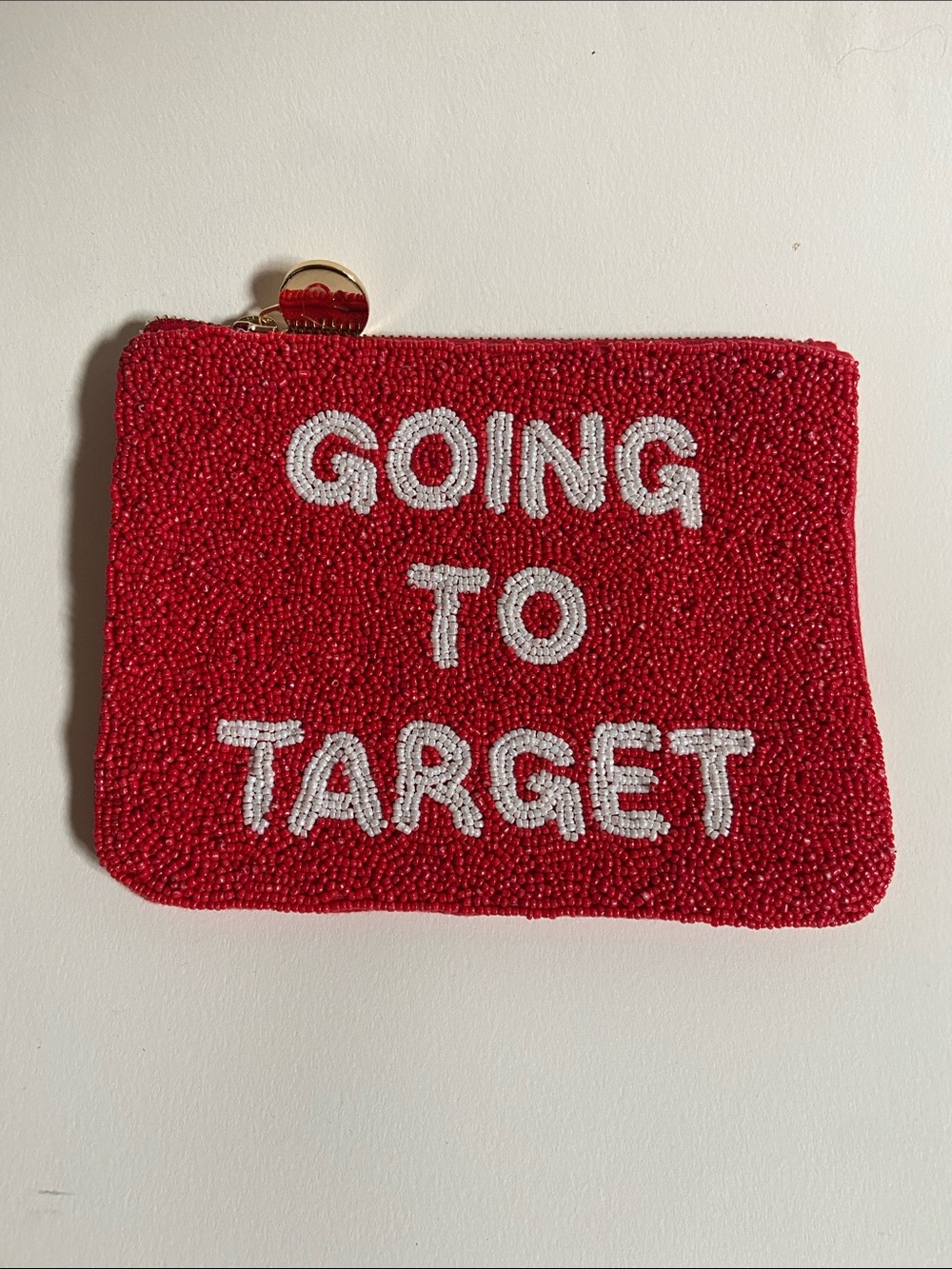 Kate Spade Red Beaded 'Going to Target' Zip Pouch
